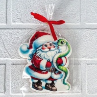 Пряник Новогодний, Дед мороз со змейкой 11х10см - купить в магазине КондитерХауз Пряник Новогодний, Дед мороз со змейкой 11х10см