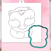 Форма для пряников с трафаретом Влюбленный мишка, 9.8 х 11.5 см