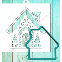 Форма для пряников с трафаретом Новогодний домик 2