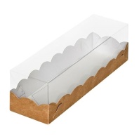 Коробка для макаронс с прозрачной крышкой Крафт, 190х55х55мм