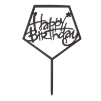 Топпер С Днём Рождения, акрил, цвет Черный ромб - купить в магазине КондитерХауз Топпер С Днём Рождения, акрил, цвет Черный ромб