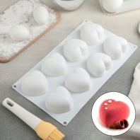 Силиконовая форма Сердце, 8 ячеек