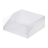 Коробка под торт с прозрачной крышкой Белая 235х235х100мм
