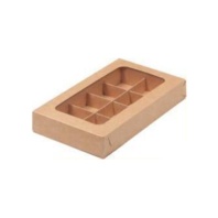 Коробка для конфет с вклеенным окном, 8 ячеек Крафт - купить в магазине КондитерХауз Коробка для конфет с вклеенным окном, 8 ячеек Крафт