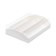 Коробка для макаронс Белая с пластиковой крышкой, 210х165х55мм - купить в магазине КондитерХауз Коробка для макаронс Белая с пластиковой крышкой, 210х165х55мм