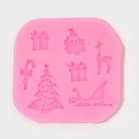 Силиконовый молд Новогодняя суета, 8х8 см - купить в магазине КондитерХауз Силиконовый молд Новогодняя суета, 8х8 см