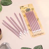 Свечи для торта Радость, розовый металлик, 6шт - купить в магазине КондитерХауз Свечи для торта Радость, розовый металлик, 6шт