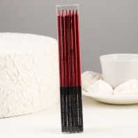 Свечи в торт "Праздник", 6 шт, 14,5 см, красный с чёрным