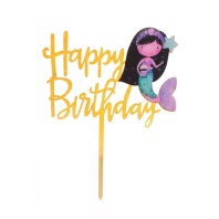 Топпер С Днём рождения, русалка - купить в магазине КондитерХауз Топпер С Днём рождения, русалка