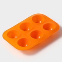 Силиконовая форма Полусфера, 6 ячейки, d=5,5см, 24х16см
