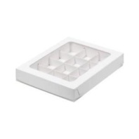 Коробка для конфет с вклеенным окном, 12 ячеек Белая