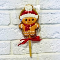 Пряник Новогодний Пряня на палочке, 10х6см - купить в магазине КондитерХауз Пряник Новогодний Пряня на палочке, 10х6см