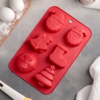 Форма силиконовая Новый год, Праздник к нам приходит, 6 ячеек