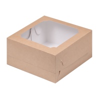 Коробка для бенто торта крафт с окном 160х160х80мм - купить в магазине КондитерХауз Коробка для бенто торта крафт с окном 160х160х80мм