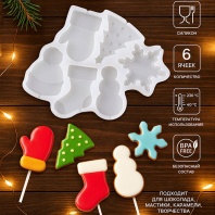 Силиконовая форма для леденцов Новогодние леденцы, 6 ячеек