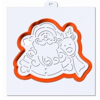 Форма для пряников с трафаретом Дед Мороз с оленем