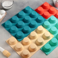 Силиконовая форма для выпечки Капкейки, 12 ячеек