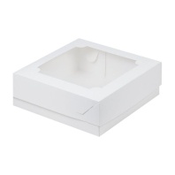 Коробка под зефир и печенье с окошком Белая 200*200*70 мм