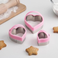 Набор форм для вырезания печенья Сердце, 3 шт