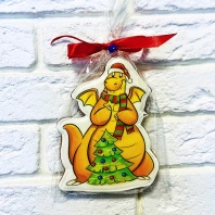 Пряник Новогодний, Дракоша с ёлкой,12х9см - купить в магазине КондитерХауз Пряник Новогодний, Дракоша с ёлкой,12х9см