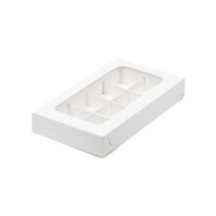 Коробка для конфет с вклеенным окном, 8 ячеек Белая