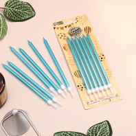 Свечи для торта Радость, Голубой металлик, 6 шт - купить в магазине КондитерХауз Свечи для торта Радость, Голубой металлик, 6 шт