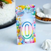 Свеча для торта Цифра 0, цветная полосочка - купить в магазине КондитерХауз Свеча для торта Цифра 0, цветная полосочка