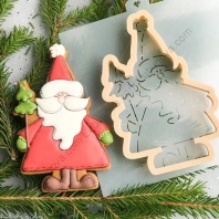 Форма для пряников c трафаретом Санта с Новогодней ёлочкой