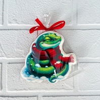 Пряник Новогодний, Змея в шарфе,10х10см - купить в магазине КондитерХауз Пряник Новогодний, Змея в шарфе,10х10см