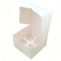 Коробка для капкейков, Белая 4 ячейки