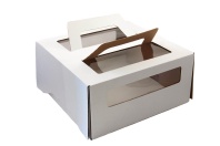 Коробка для тортов с ручками 300х300х190мм, Белая - купить в магазине КондитерХауз Коробка для тортов с ручками 300х300х190мм, Белая