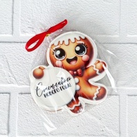 Пряник Новогодний, Пряничный человечек,11х11см - купить в магазине КондитерХауз Пряник Новогодний, Пряничный человечек,11х11см