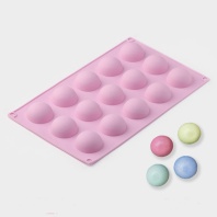 Силиконовая форма Полусфера, 15 ячейки, d=3.8см, 29х17см