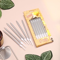 Свечи для торта Радость, серебристый металлик, 6шт - купить в магазине КондитерХауз Свечи для торта Радость, серебристый металлик, 6шт