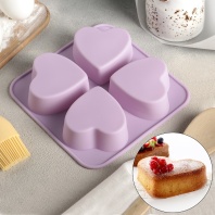 Форма для выпечки Сердце, 4 ячейки