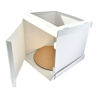 Коробка для торта strong window white 26х26х30см - купить в магазине КондитерХауз Коробка для торта strong window white 26х26х30см