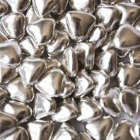 Шоколадные серебряные сердечки, 100 гр