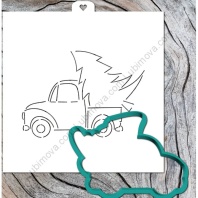 Форма для пряников c трафаретом Машина с Новогодней ёлочкой