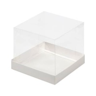 Коробка для Бента торта с прозрачными стенками 150х150х140мм, Белая - купить в магазине КондитерХауз Коробка для Бента торта с прозрачными стенками 150х150х140мм, Белая