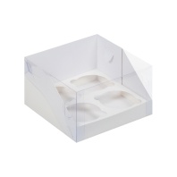 Коробка для капкейков с пластиковой крышкой 4 ячейки - купить в магазине КондитерХауз Коробка для капкейков с пластиковой крышкой 4 ячейки