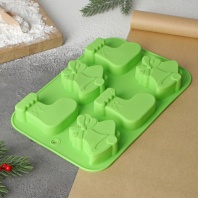 Форма силиконовая Колокольчики и сапожок, 6 ячеек