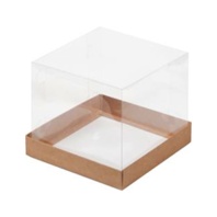Коробка для Бента торта с прозрачными стенками 150х150х140мм, Крафт - купить в магазине КондитерХауз Коробка для Бента торта с прозрачными стенками 150х150х140мм, Крафт