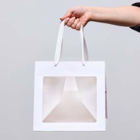 Пакеты для торта, крафт,с окном, Белый, 25х25х25 см - купить в магазине КондитерХауз Пакеты для торта, крафт,с окном, Белый, 25х25х25 см