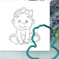 Форма для пряников с трафаретом Девочка малышка, 11.5 х 9.6 см