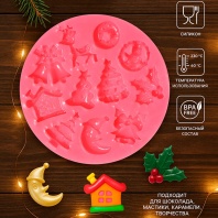 Силиконовый молд Новый год, 9.5×9.5×1 см