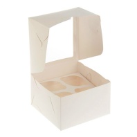 Коробка для капкейков с окном, 4 ячейки