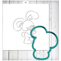 Форма для пряников c трафаретом Зайка с розочкой