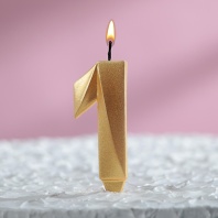 Свечи для торта Грань Цифра 1, золотой металлик, 1шт