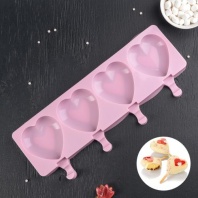 Форма для леденцов и мороженого Сердца, 4 ячейки