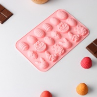 Форма для льда и кондитерских украшений Пасхальные кролики, 18 ячеек